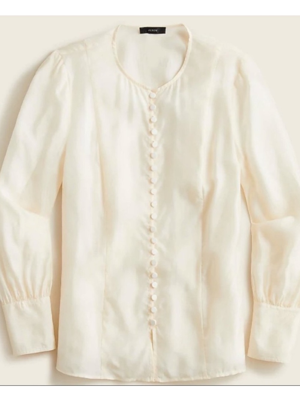 J. Crew Cream Eco Cupro Covered-Button Blouse